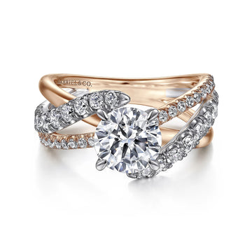 14KW/R Diamond Engagement Ring Semi-set, .79 CTW,